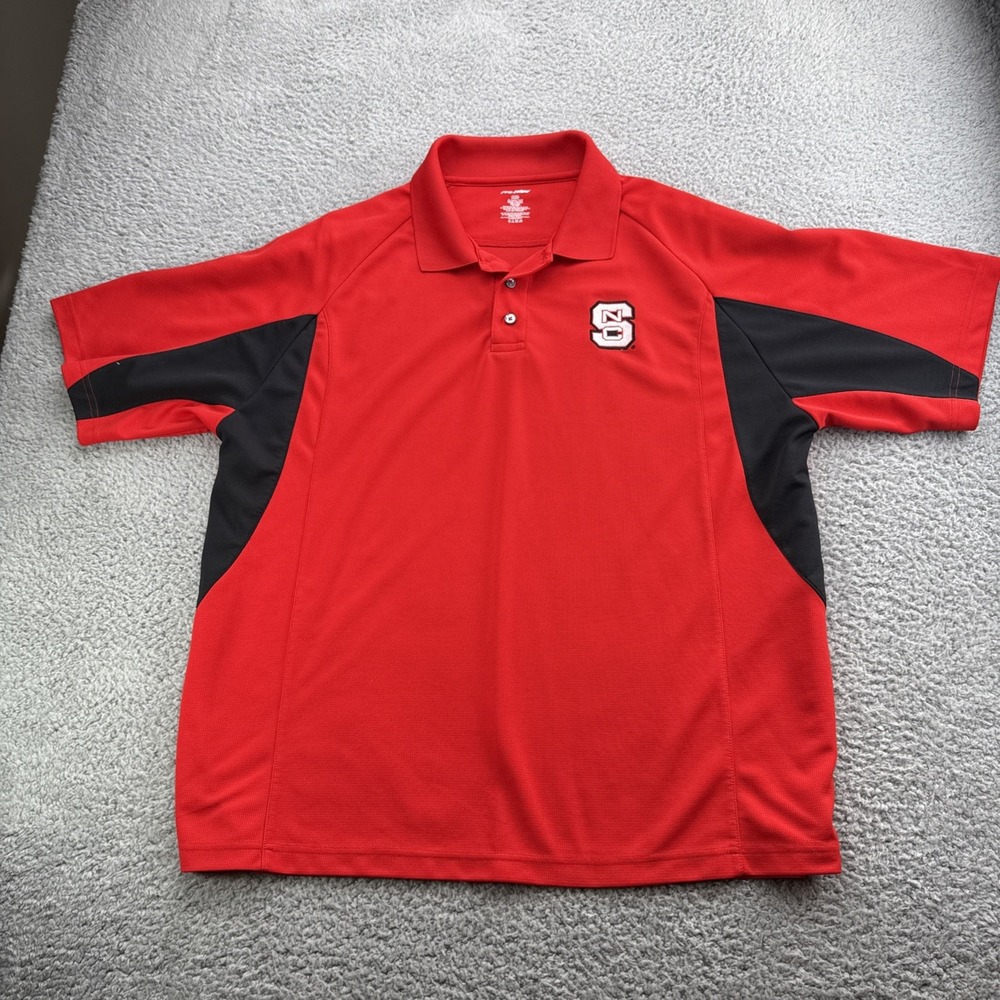 Pro Edge NC State Wolfpack Golf Polo Mens XL Red Solid Performance Stretch Logo